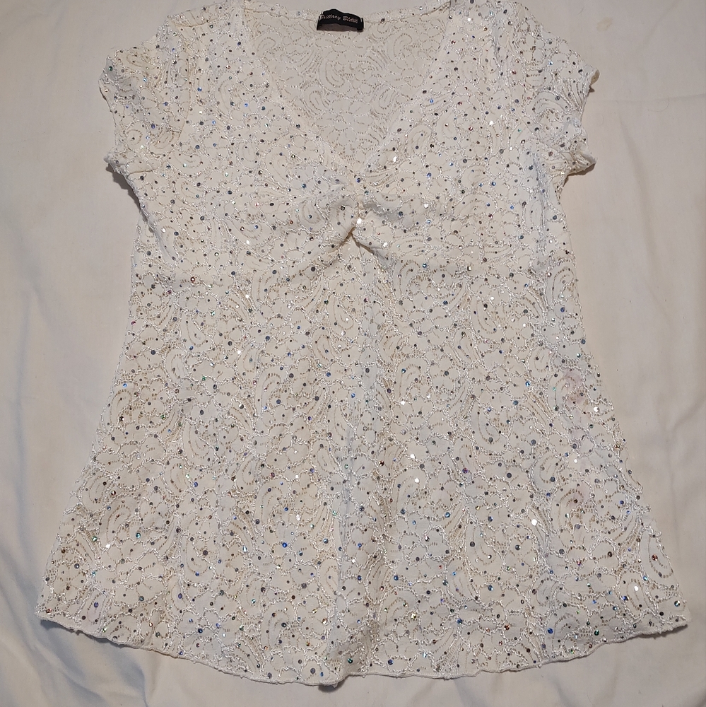 Brittany Black Creme 32" bust Sequined and Embroidered Blouse